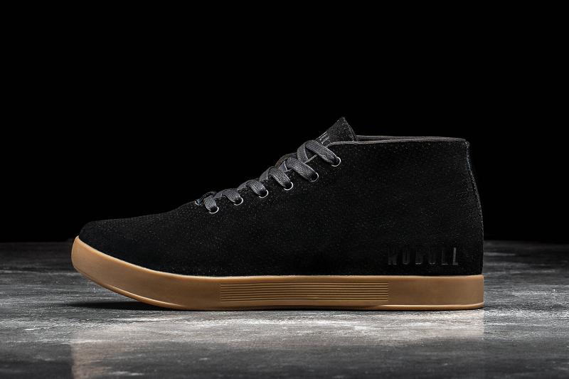 Black Nobull Dark Gum Suede Mid Men's Trainers | CA X1355Y